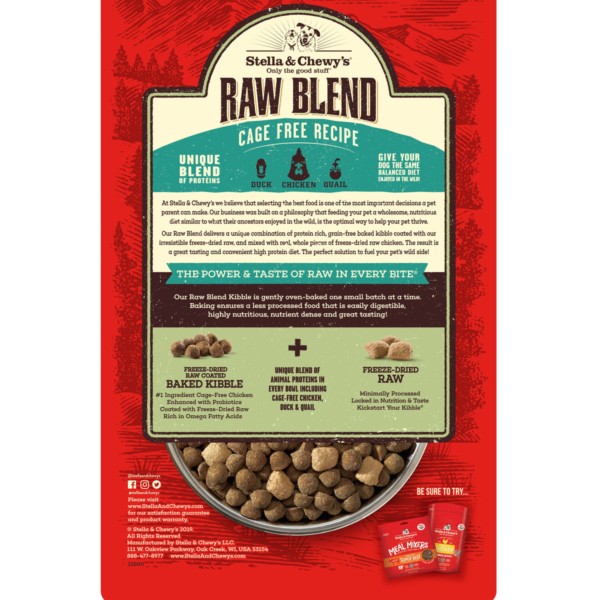 Stella Chewy s Raw Blend Kibble Cage Free Recipe Dry Dog Food