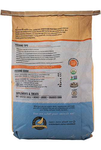 Scratch and Peck Feeds Organic Layer Feed 18% Protein + Corn For Chickens & Ducks