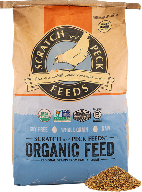 Scratch and Peck Feeds Organic Layer Feed 16% Protein + Corn For Chickens & Ducks