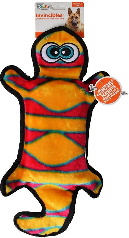 Outward Hound Invincibles Red & Orange Gecko Dog Toy, 2 Squeakers