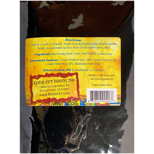 Koda Papa Psuka Baked Beef Lung Dog Treats (32oz Stand Up Pouch)