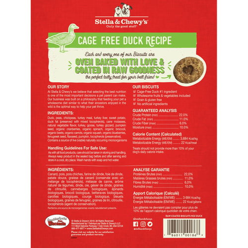 Stella & Chewy's Raw Coated Biscuits Cage Free Duck Recipe Dog Treats